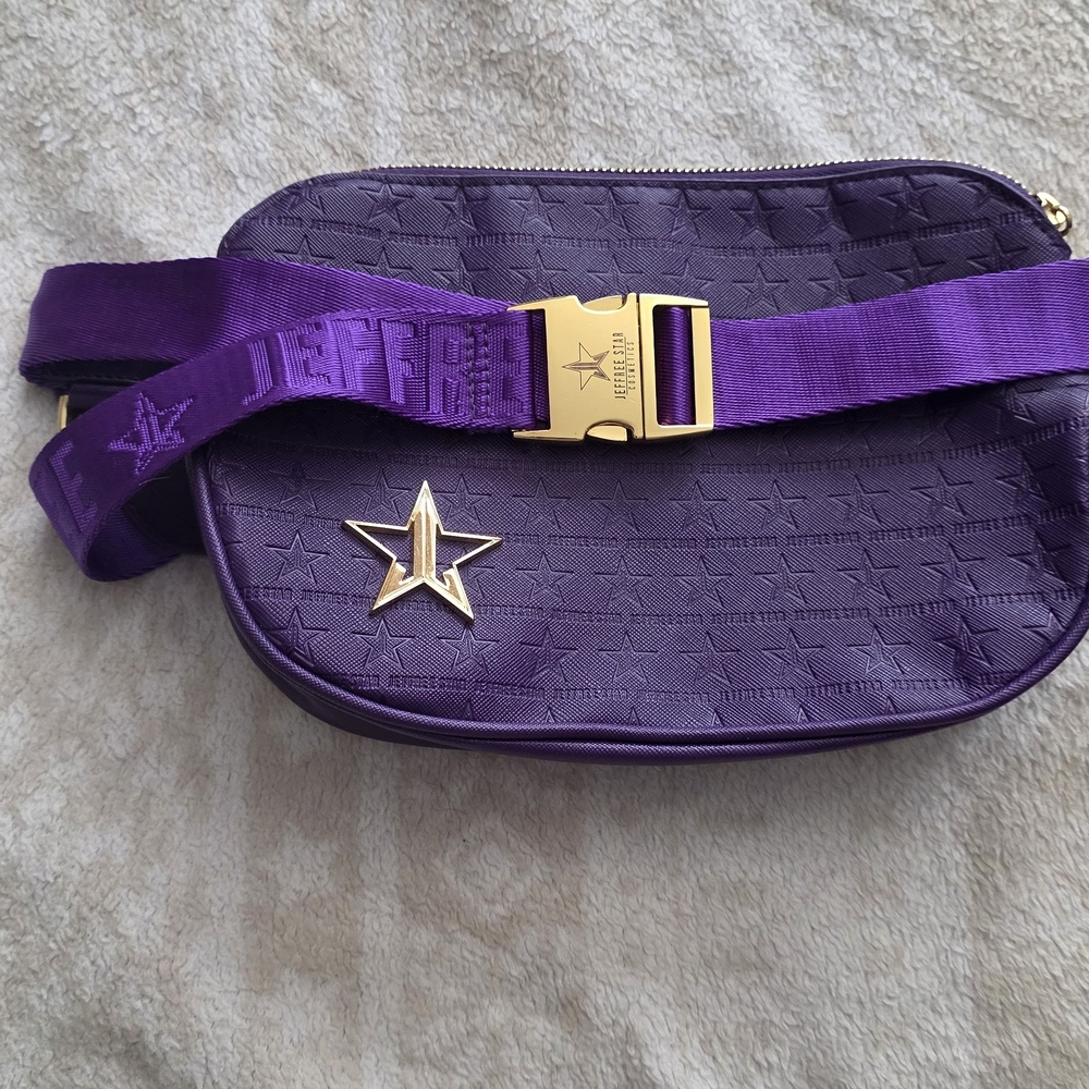 Jeffree Star Purple Crossbody Bag with Gold Accents